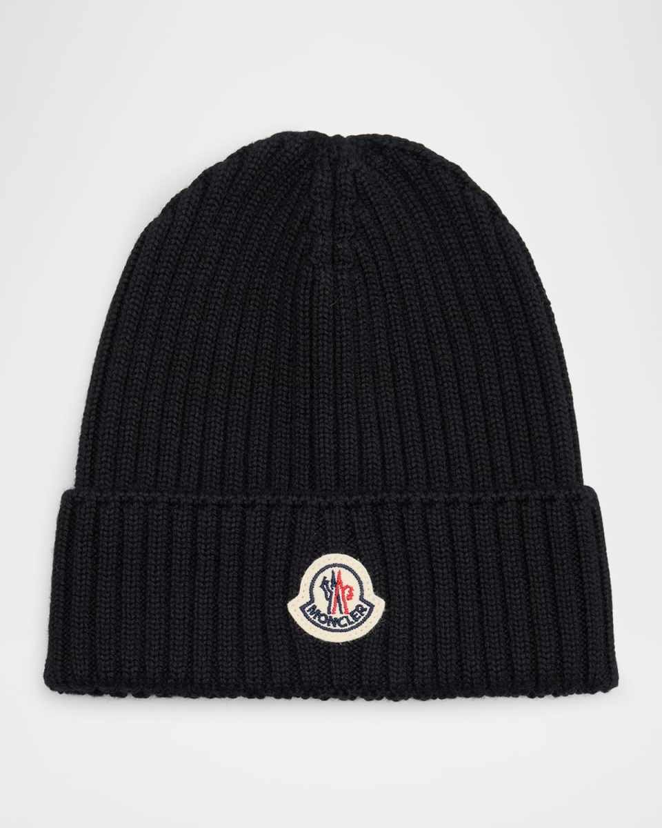 Kid's Logo Rib-Knit Wool Beanie
